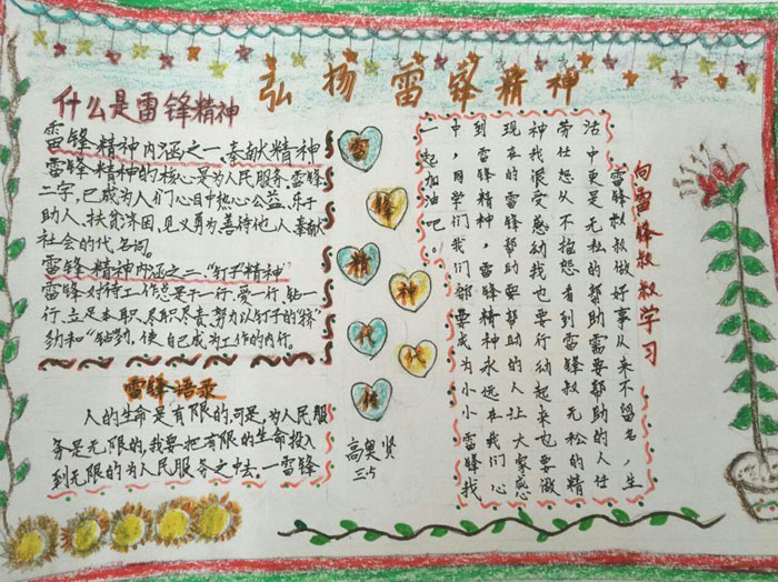 學(xué)雷鋒手抄報(bào)圖片，弘揚(yáng)雷鋒精神