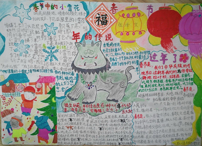 2020年春節(jié)手抄報簡單又漂亮，年的傳說