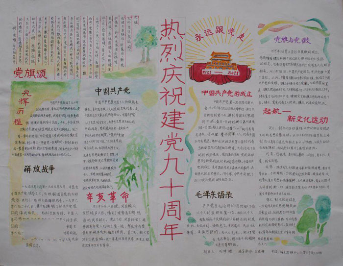 2019年建黨節(jié)手抄報圖片，熱烈慶祝建黨98周年