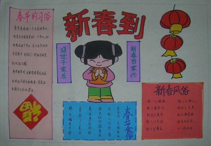 2020年春節(jié)的手抄報圖片，新春到