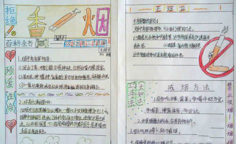 拒絕香煙手抄報