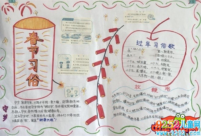 小學(xué)生歡度春節(jié)<a href=http://www.inspiredelm.com/shouchaobao/ target=_blank class=infotextkey>手抄報(bào)</a>圖片，春節(jié)習(xí)俗
