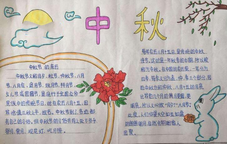 關(guān)于中秋節(jié)的手抄報，墨吟中秋月愿祝團圓情
