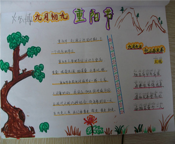 小學生重陽節(jié)手抄報圖片，九月初九是重陽