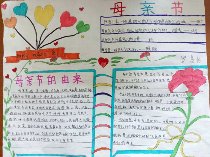 母親節(jié)手抄報圖片大全，母親節(jié)的由來