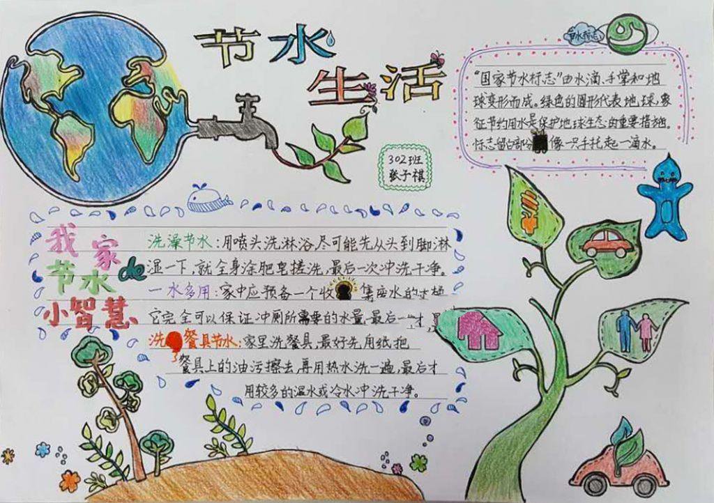 2018年世界水日手抄報(bào)圖片，節(jié)水生活