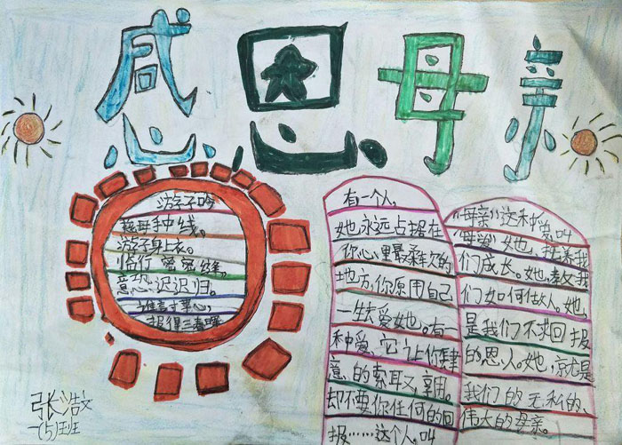 2019年母親節(jié)手抄報(bào)圖片，感恩母親