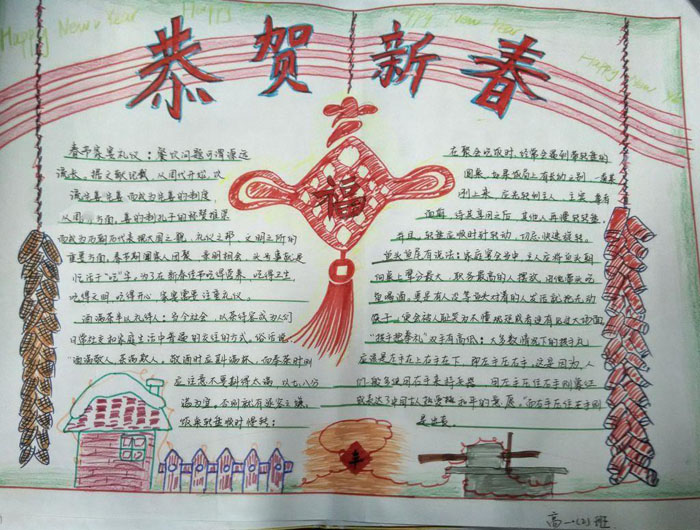 關(guān)于春節(jié)的手抄報(bào)，恭賀新春