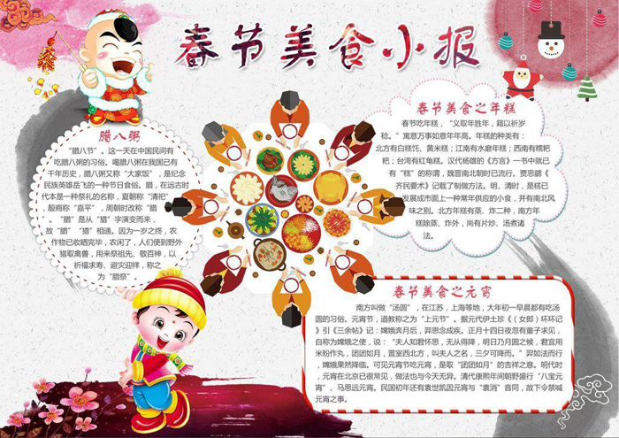 2020年春節(jié)手抄報圖片，春節(jié)美食小報