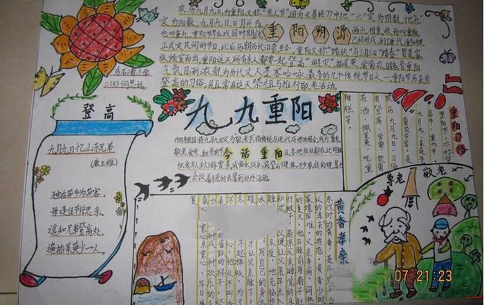 九九重陽(yáng)節(jié)手抄報(bào)圖片，今話重陽(yáng)