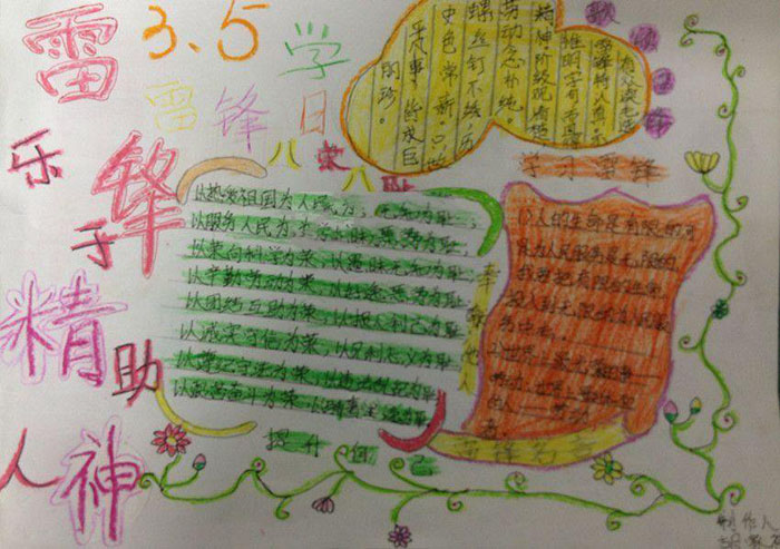 小學生學雷鋒手抄報圖片，學雷鋒樂于助人