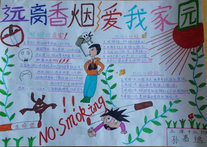 漂亮的世界無(wú)煙日手抄報(bào)，遠(yuǎn)離香煙愛(ài)我家園
