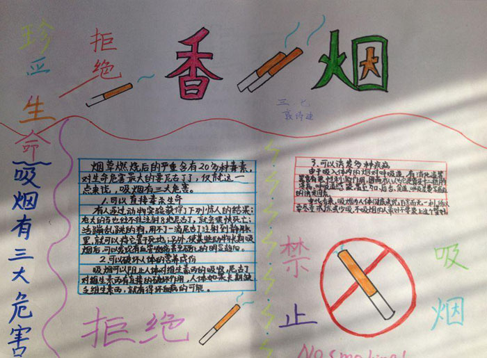 2018年世界無煙日<a href=http://www.inspiredelm.com/shouchaobao/ target=_blank class=infotextkey>手抄報</a>，拒絕香煙