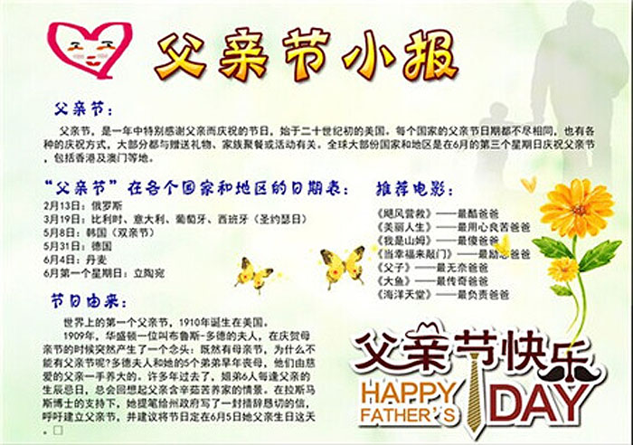 2019年父親節(jié)的手抄報(bào)，父親節(jié)小報(bào)