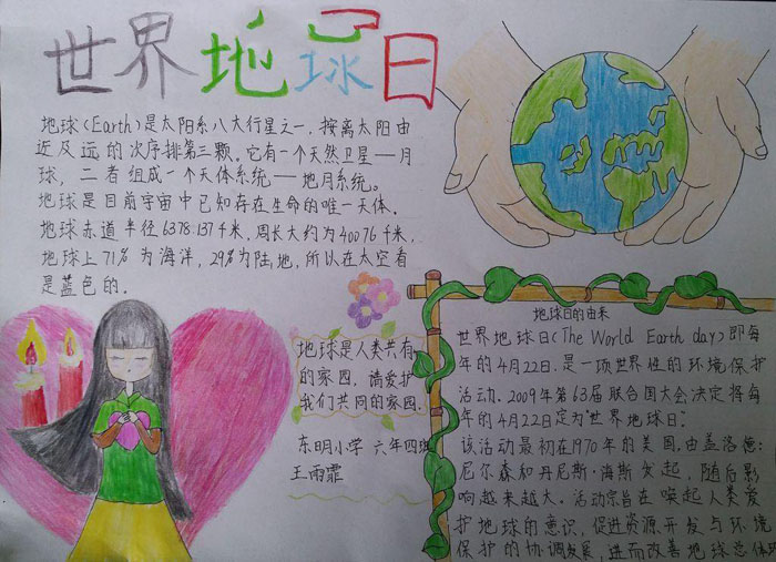 2019年世界地球日手抄報(bào)，愛(ài)護(hù)我們共同的家園