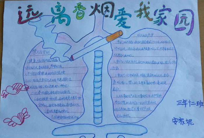好看的世界無煙日手抄報(bào)，吸煙的危害