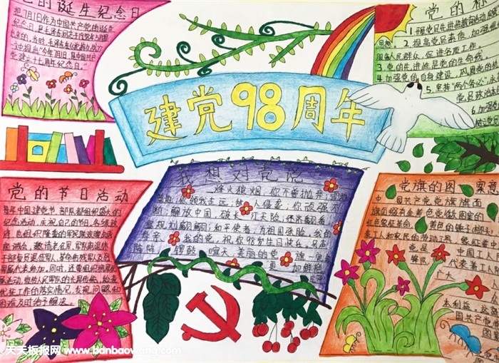 建黨節(jié)手抄報簡單又漂亮，建黨98周年