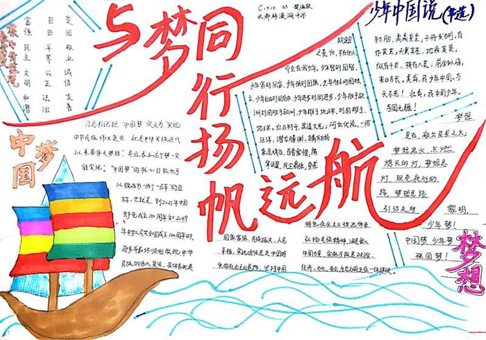 中國(guó)夢(mèng)手抄報(bào)，與夢(mèng)同行揚(yáng)帆遠(yuǎn)航