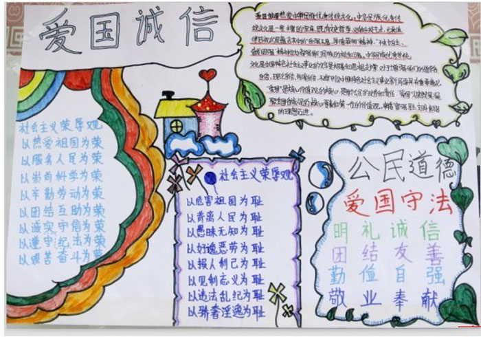社會主義核心價值觀手抄報，愛國誠信