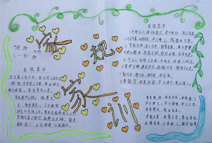 家風(fēng)家訓(xùn)手抄報(bào)圖片，家規(guī)家訓(xùn)