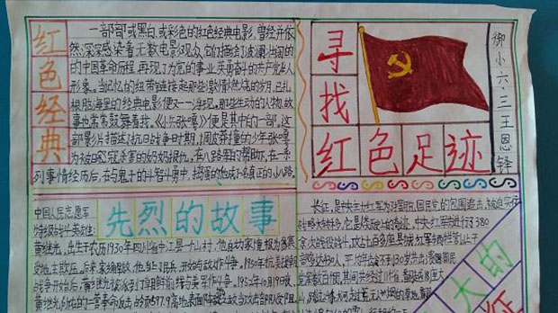 紅色教育手抄報(bào)圖片，尋找紅色足跡