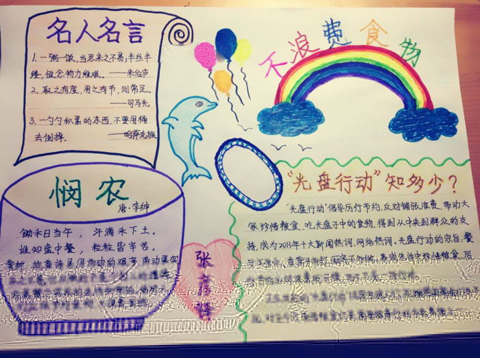 幼兒園光盤行動(dòng)手抄報(bào)，不浪費(fèi)糧食
