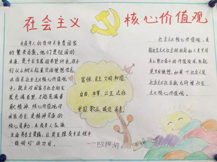 簡單的小學生社會主義核心價值觀手抄報
