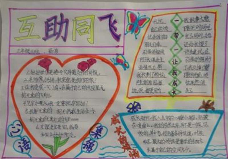 互助同飛，關(guān)于團結(jié)友愛的手抄報