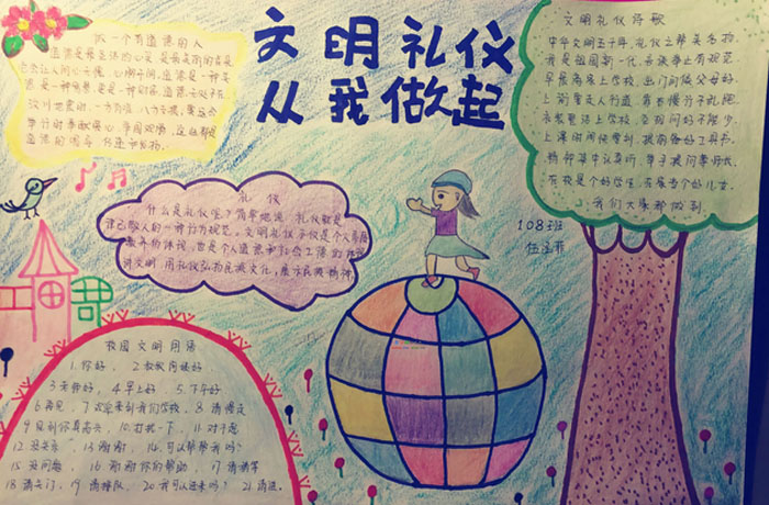 關(guān)于文明禮儀的手抄報(bào)，文明禮儀從我做起