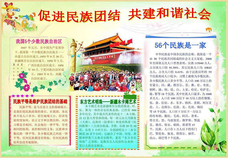 民族團結(jié)手抄報，促進民族團結(jié)構(gòu)建和諧社會