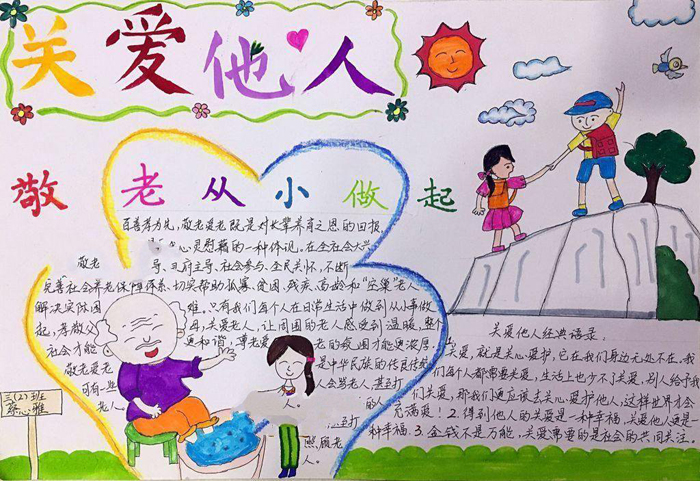 道德規(guī)范手抄報圖片，敬老從小做起