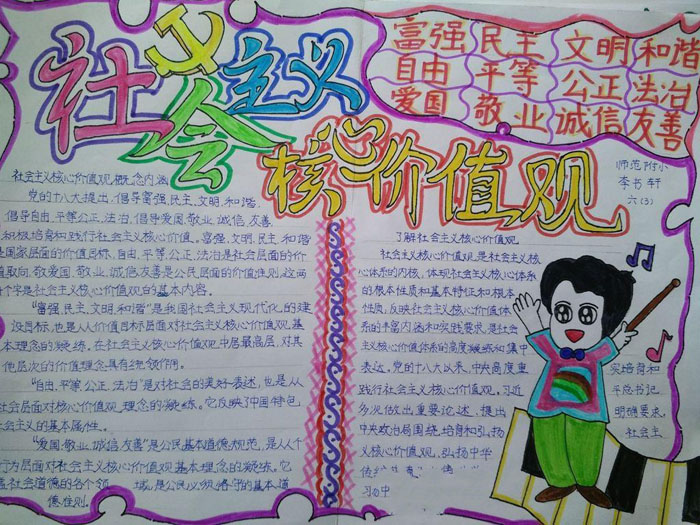 漂亮的社會主義核心價值觀手抄報