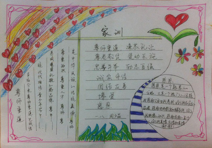 小學生家風家訓手抄報，我家的家訓