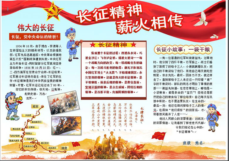 關(guān)于弘揚(yáng)長征精神的手抄報(bào)圖片，長征精神薪火相傳