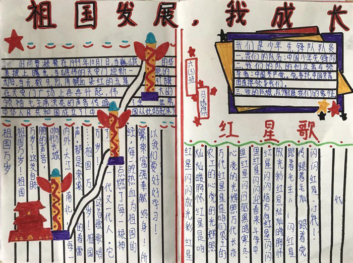 簡單的愛國手抄報圖片，紅星歌