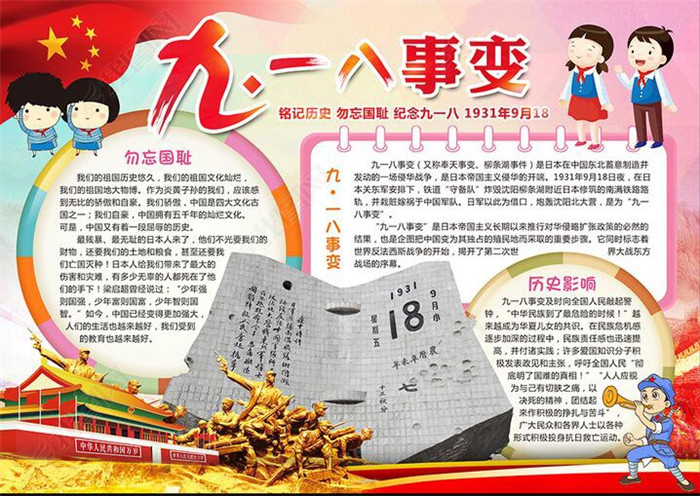 九一八事變手抄報(bào)，銘記歷史