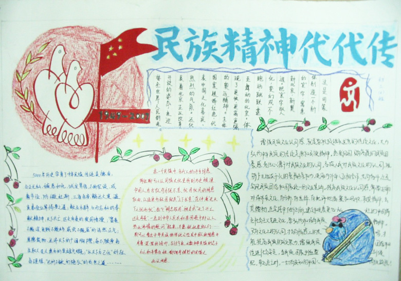 民族團結手抄報，民族精神代代傳