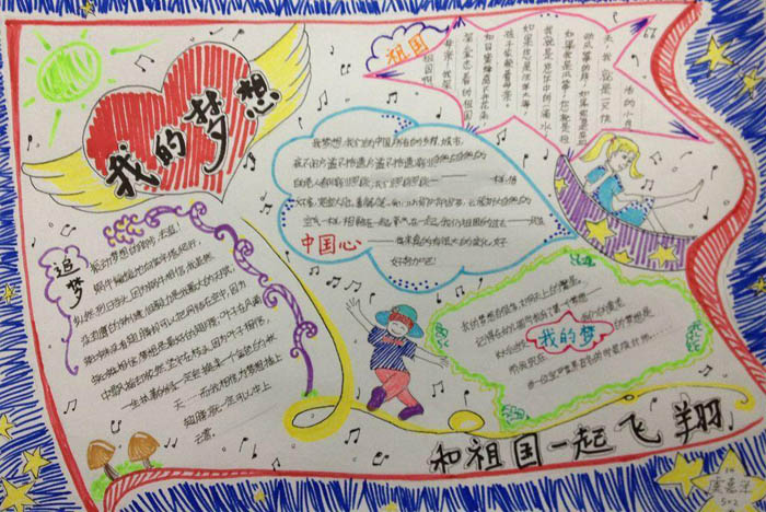 中國夢手抄報圖片，和祖國一起飛翔