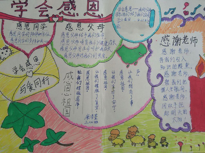 感恩教育手抄報(bào)圖片，學(xué)會感恩與愛同行