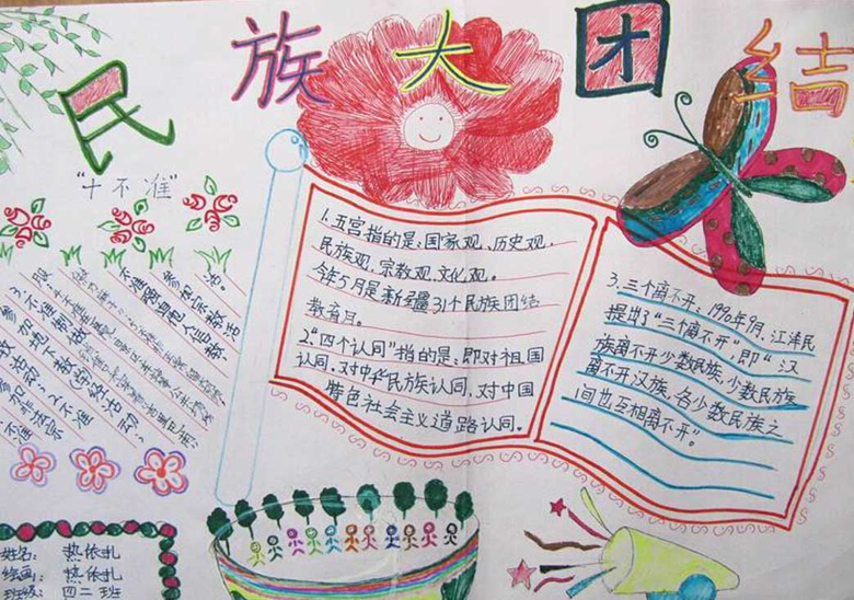 小學生民族團結手抄報，民族大團結