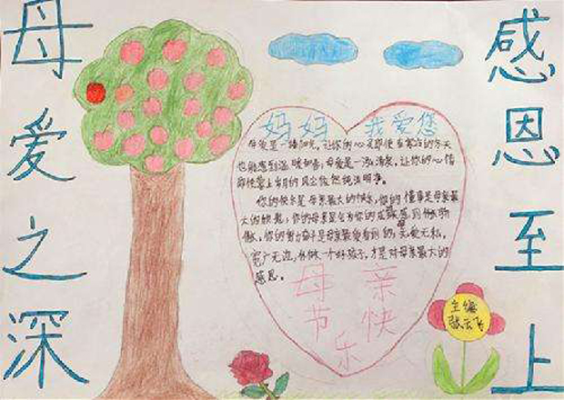 小學(xué)生感恩教育手抄報(bào)，母愛之深感恩至上