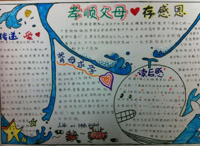 感恩教育手抄報(bào)圖片，孝順父母存感恩
