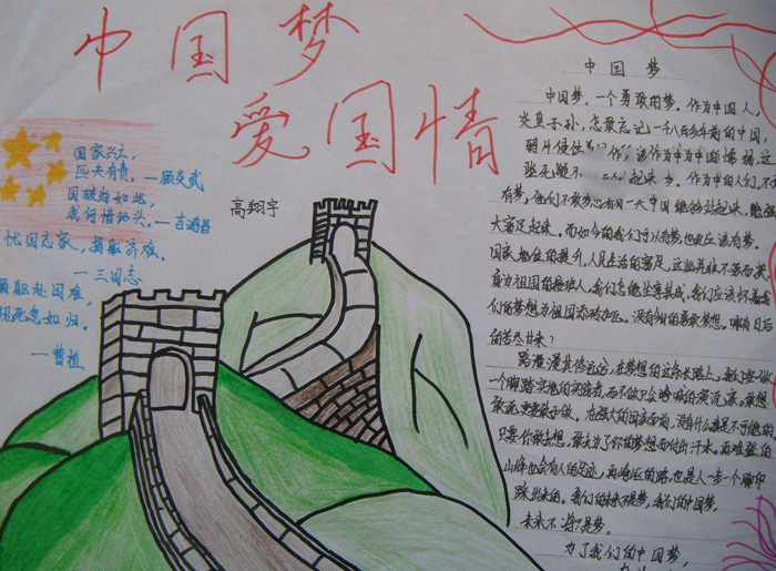 我的中國夢(mèng)手抄報(bào)圖片，中國夢(mèng)愛國情