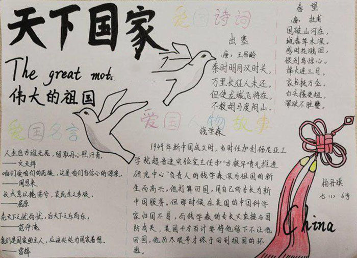 小學(xué)生愛國主義手抄報(bào)，偉大的祖國