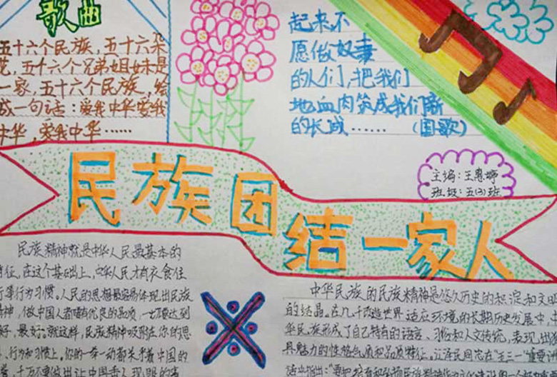 民族團結手抄報，民族團結一家人