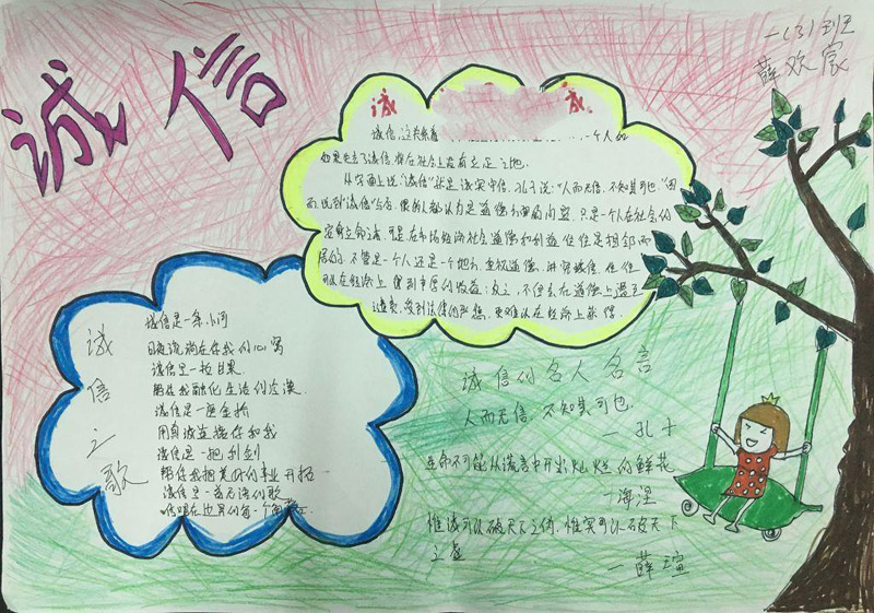 誠信手抄報(bào)圖片，言必信