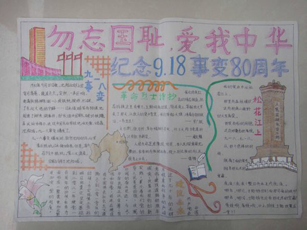 九一八事變手抄報(bào)圖片大全，勿忘國恥