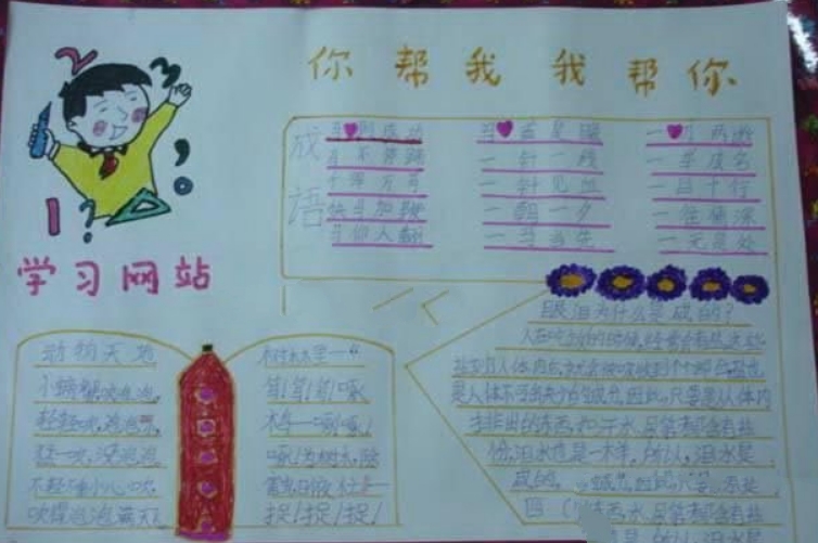 你幫我我?guī)湍?，團結友愛手抄報