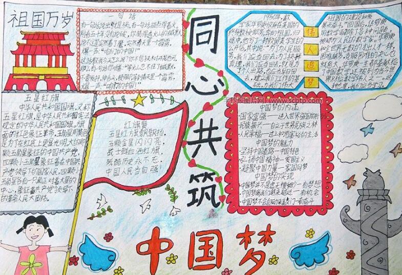愛國主義教育手抄報，同心共筑中國夢