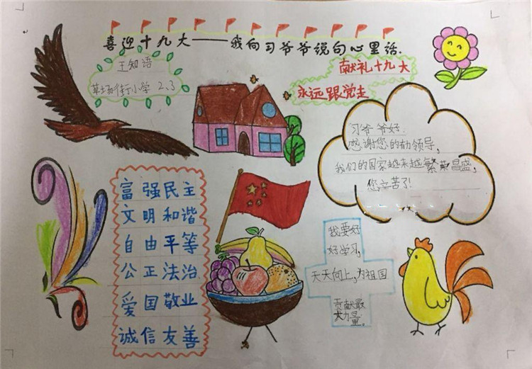 喜迎十九大手抄報(bào)心里話，獻(xiàn)禮十九大永遠(yuǎn)跟黨走
